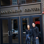 Rae and Adam outside the Annenberg Center at UPenn.