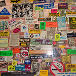 Stickers inside the 3CR radio station.